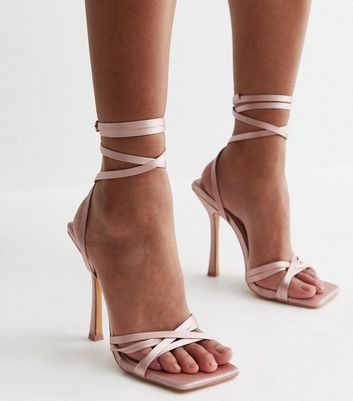 Buy Pink Satin T-shaped Block Heels by THE ALTER Online at Aza Fashions.